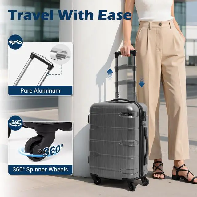 Alt view image 4 of 7 - Luggage Expandable(only 28") Suitcase PC+ABS Spinner Built-In TSA lock 20in 24in 28in Carry on