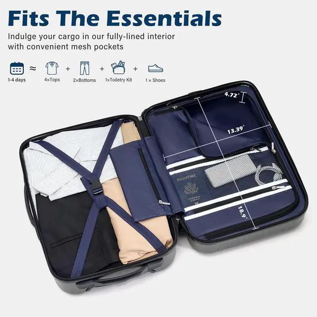 Alt view image 6 of 7 - Luggage Expandable(only 28") Suitcase PC+ABS Spinner Built-In TSA lock 20in 24in 28in Carry on