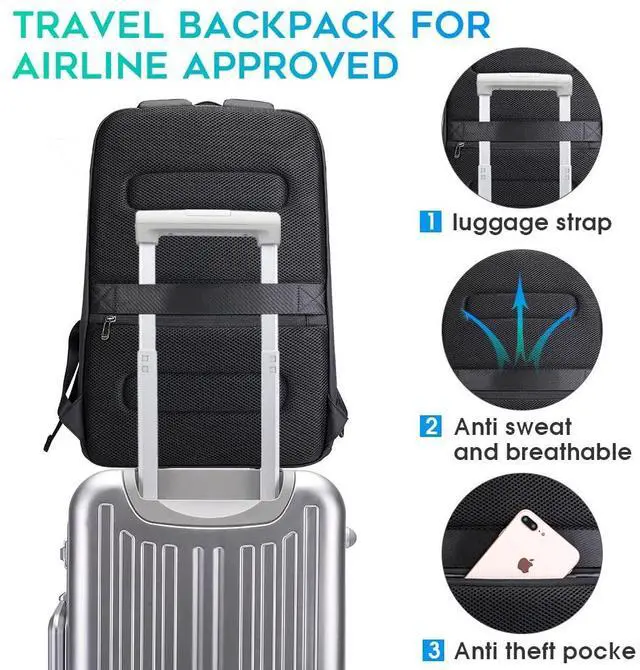 Alt view image 4 of 7 - Business Smart Backpack Waterproof fit 15.6 Inch Laptop Backpack with USB Charging Port,Travel Durable Backpack