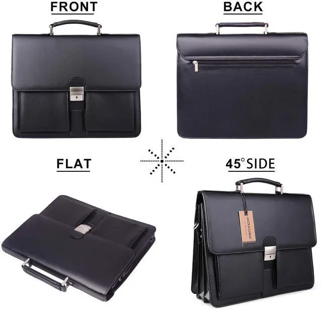 Alt view image 2 of 6 - Mens New PU Leather Attache Briefcase Traditional Messenger Lawyer Bag, MBYX015