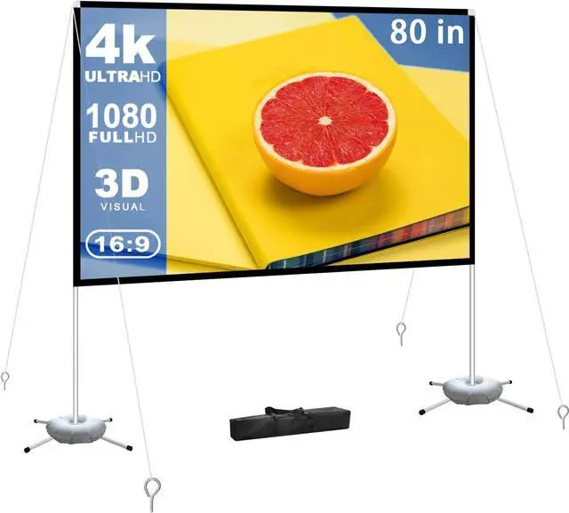 Main image of Projector Screen Portable Outdoor Movie: Projection Screens Stand 4K Cinema 80 inch for Camping White
