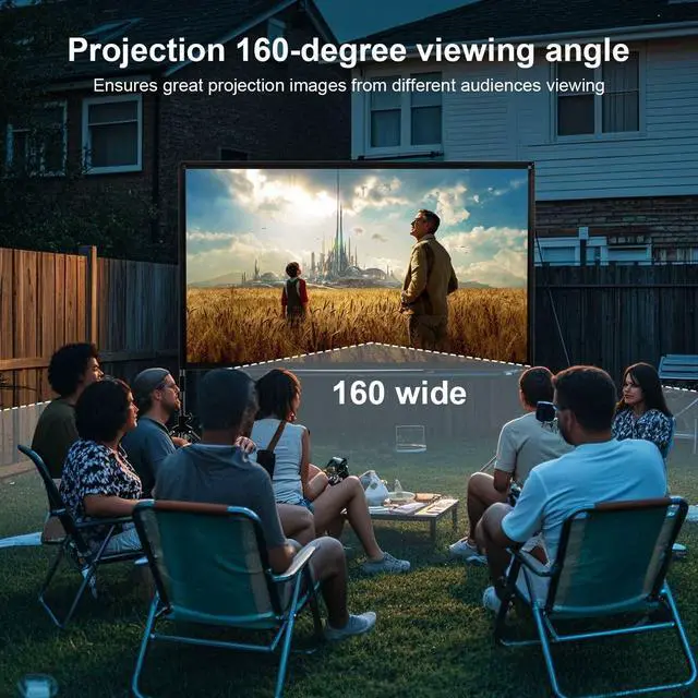 Alt view image 2 of 7 - Projector Screen and Stand 120 inch, Portable Black Backing Projector Screen Indoor Outdoor 16:9 4K HD Wrinkle-Free and Four-Legged Frame Movie Screen with Carry Bag for Backyard Movie Night