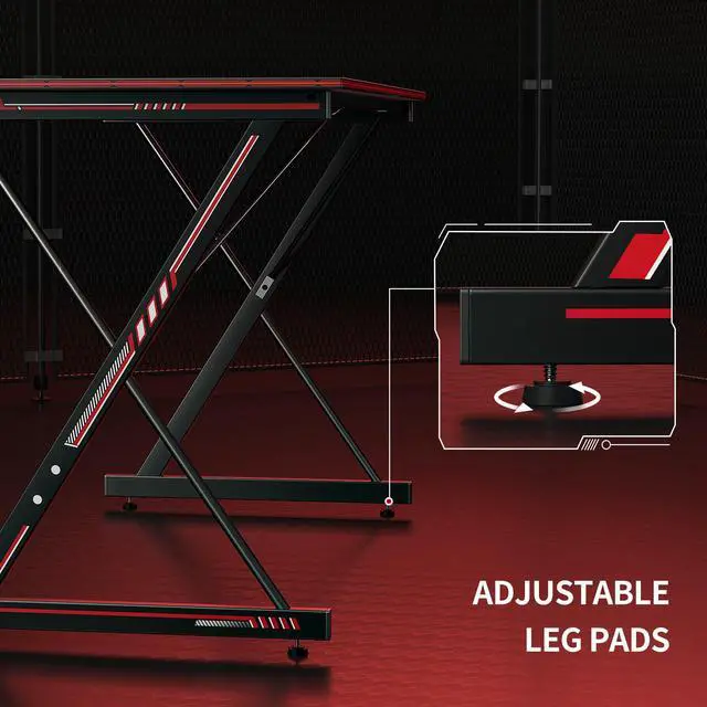 Alt view image 5 of 6 - Gaming Desk 47 Inch PC Computer Desk, Carbon Fiber Home Office Desk Table Gamer Workstation, Simple Game Table with Headphone Hook, Black