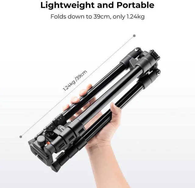 Alt view image 3 of 6 - 64 inch/163 cm Camera Tripod,Lightweight Travel Outdoor DSLR Tripods with 360 Degree Ball Head Load Capacity 17.6 lbs/8 kg,Cellphone Clip for Smartphone Live Streaming Vlog O234A1+BH-36