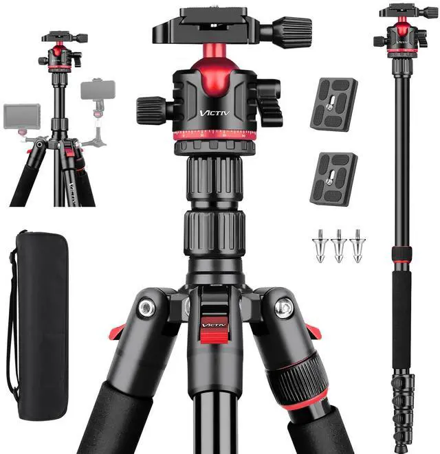 Main image of 78" Porfessional Tripod for Camera, Aluminum Camera Tripod Monopod for DSLR, Spotting Scope,Telescope, Binoculars, Compact Heavy Duty Camera Stand for Photography Video Recording Travel