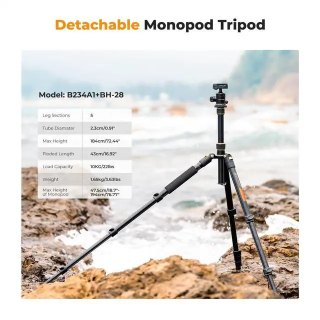 Alt view image 2 of 7 - Camera Tripod72" Aluminum Tripod for Camera, Lightweight and Foldable Travel Tripod with Remote & Extra Quick Release Plate, Professional Camera Tripod Monopod for DSLR Camera and Phone.