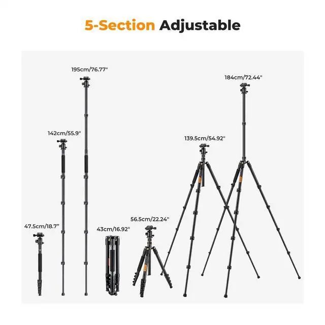 Alt view image 5 of 7 - Camera Tripod72" Aluminum Tripod for Camera, Lightweight and Foldable Travel Tripod with Remote & Extra Quick Release Plate, Professional Camera Tripod Monopod for DSLR Camera and Phone.