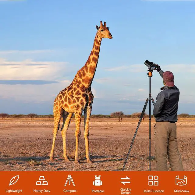 Alt view image 4 of 7 - 80/85 inches Heavy Duty Tripod for Camera and Phone, 85" Camera Monopod Tripods, DSLR Binoculars Spotting Scope Camcorders Video Tripod Stand, 360 Degree Ball Head, 35 lbs Loads