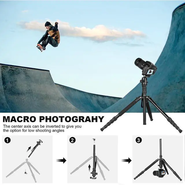 Alt view image 4 of 7 - 80/85 inches Heavy Duty Tripod for Camera and Phone, 85" Camera Monopod Tripods, DSLR Binoculars Spotting Scope Camcorders Video Tripod Stand, 360 Degree Ball Head, 35 lbs Loads