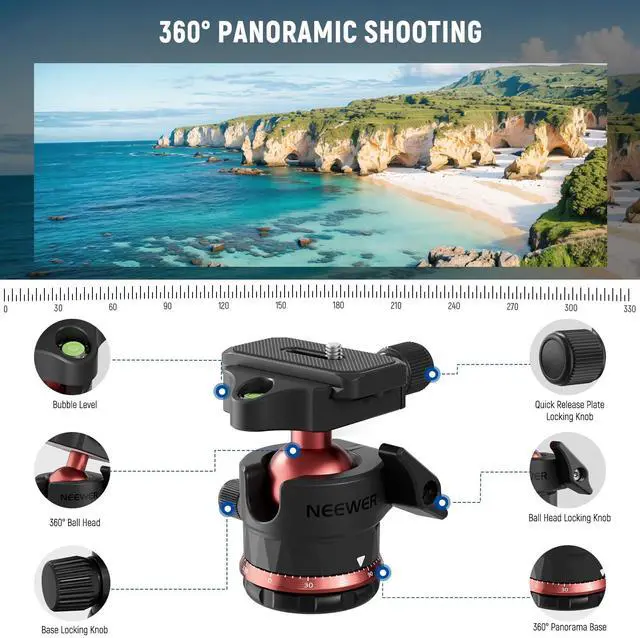 Alt view image 3 of 6 - Basics 70.9" Camera Tripod Monopod with Center Column & Ball Head, Quick Release Overhead DSLR Cell Phone Holder Stand Compatible with iPhone Travel Video Recording, 17.6 lbs Max Load, TP16