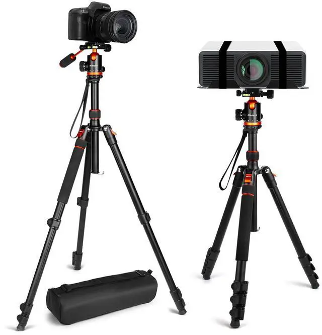 Alt view image 2 of 7 - Camera Tripods & Projector Stand, 2 in1 Tripod for Camera with Removable Metal Tray, Heavy Duty Tripod for DSLR. Projector. Sheet Music and Tablet, Extra Metal Spikes and Carry Bag