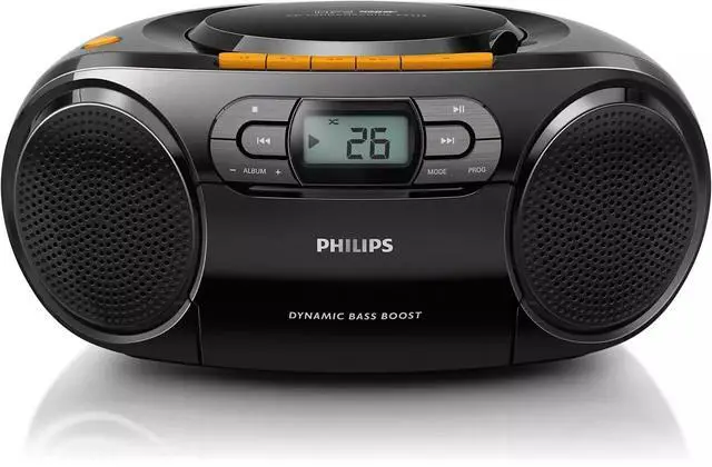 Main image of Portable CD Player Boombox - Portable MP3 Player and Cassette Tape Player, Boom Box Compact Stereo Sound System with Dynamic Bass Boost, Take Your Music Outside with USB HiFi Music Player