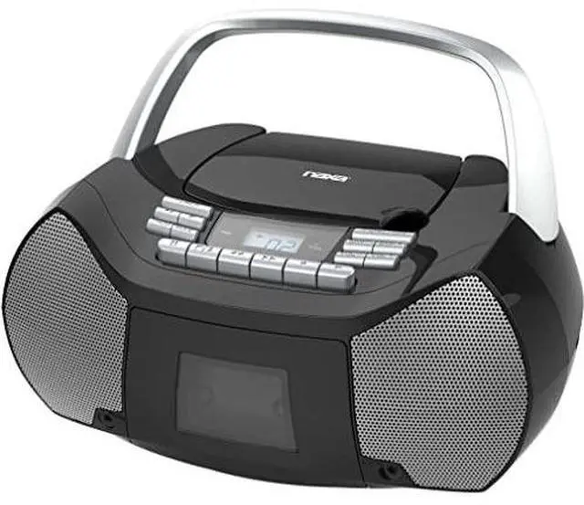 Alt view image 3 of 3 - Electronics NPB-268 Portable CD/Cassette Boombox, Silver/Black