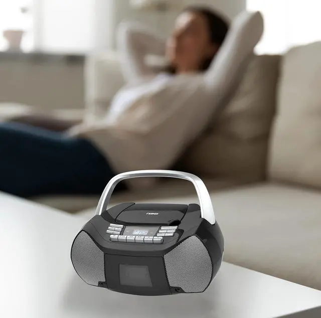 Alt view image 2 of 3 - Electronics NPB-268 Portable CD/Cassette Boombox, Silver/Black