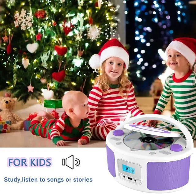 Alt view image 4 of 7 - CD Radio Portable CD Player Boombox with Bluetooth,FM Radio,Remote Control,USB Input and 3.5mm AUX Headphone Jack,CD-R/CD-RW/MP3/WMA Playback,AC/Battery Powered