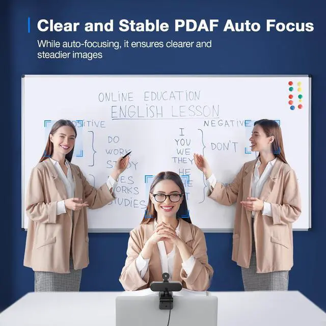 Alt view image 3 of 7 - KEHIPI C960 4K Webcam for PC, 4K UHD Sony Sensor, PDAF Auto Focus, Dual AI Noise-Cancelling Mics, Auto Light Correction, 73° FOV, Plug&Play Webcam w/Privacy Cover, Works w/Zoom/Teams/Skype/Google Meet