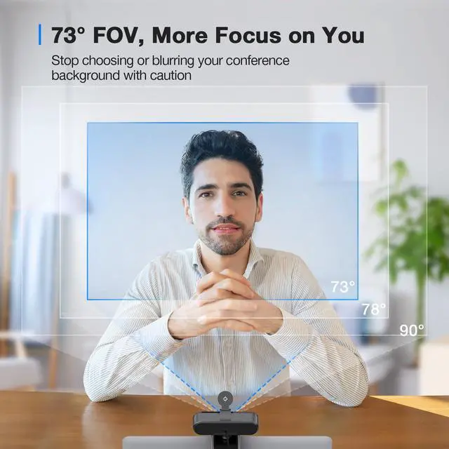Alt view image 7 of 7 - KEHIPI C960 4K Webcam for PC, 4K UHD Sony Sensor, PDAF Auto Focus, Dual AI Noise-Cancelling Mics, Auto Light Correction, 73° FOV, Plug&Play Webcam w/Privacy Cover, Works w/Zoom/Teams/Skype/Google Meet