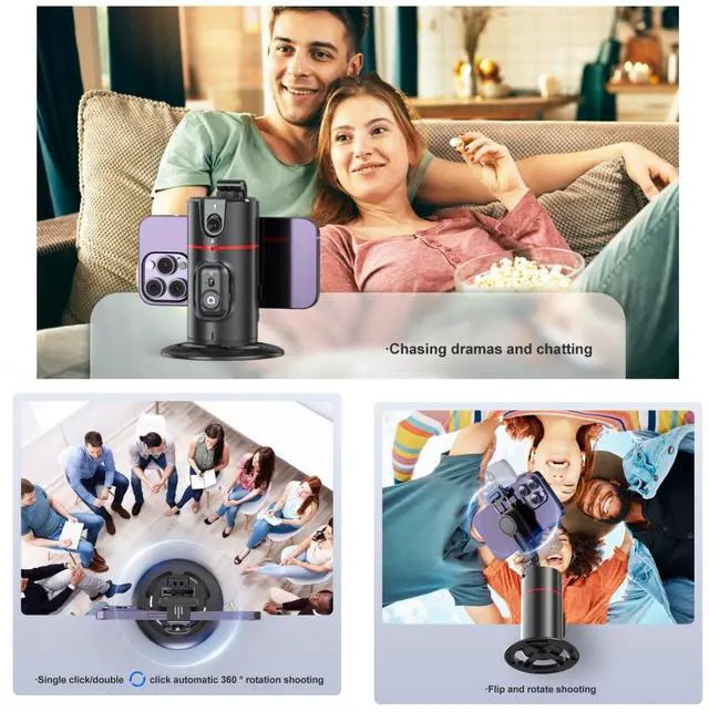 Alt view image 6 of 6 - Auto Face Tracking Tripod Remote Control,Smart Tracking Phone Holder,360° Rotation Face Body Phone Camera Mount Gesture Control with Tripod Stand for Live Streaming Video,Chat Face timeMeeting