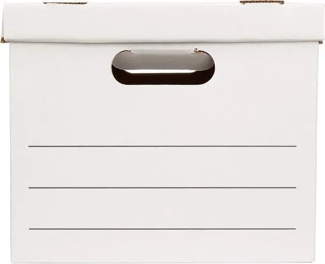 Alt view image 4 of 7 - Basics Storage/Filing Boxes with Lift-Off Lid - Letter/Legal Size, Sturdy, Easy Assembly, White, 16.2" L x 12.5" W x 10.5" H, Pack of 20