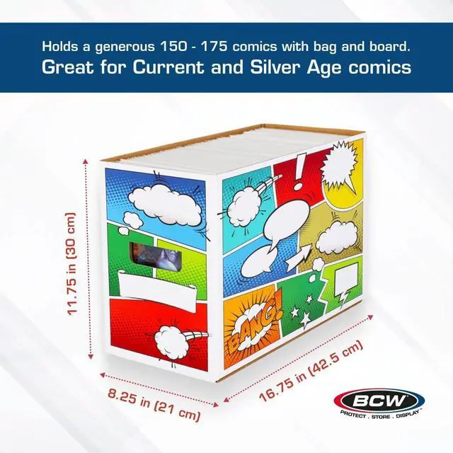 Alt view image 3 of 6 - BCW Pow! Comic Book Storage Short Box - 1 Pack | Holds 150-175 Silver, Bronze, or Modern Comics