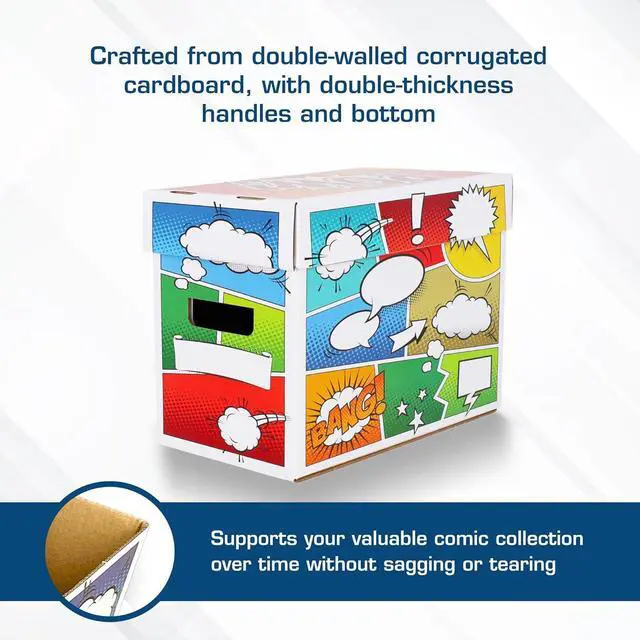 Alt view image 4 of 6 - BCW Pow! Comic Book Storage Short Box - 1 Pack | Holds 150-175 Silver, Bronze, or Modern Comics