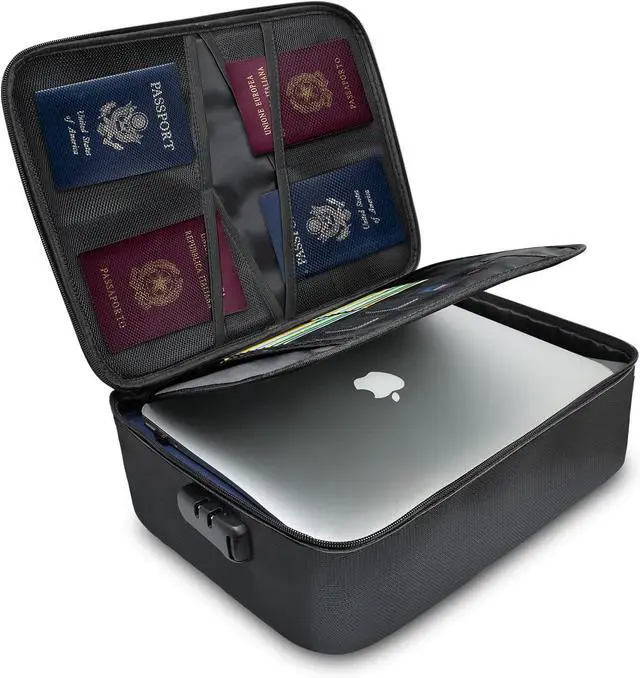 Main image of Fireproof Document Organizer Box With Lock, Important File Organizer Document Safe Storage Bag, Portable Office Home Travel Document Bag For Passport, Laptop, Files, Certificates