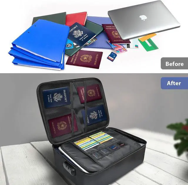 Alt view image 4 of 7 - Fireproof Document Organizer Box With Lock, Important File Organizer Document Safe Storage Bag, Portable Office Home Travel Document Bag For Passport, Laptop, Files, Certificates