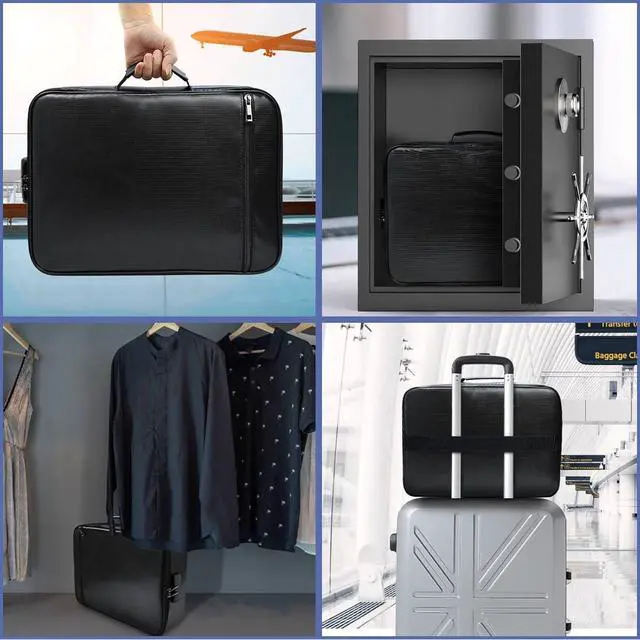 Alt view image 6 of 7 - Fireproof Document Organizer Box With Lock, Important File Organizer Document Safe Storage Bag, Portable Office Home Travel Document Bag For Passport, Laptop, Files, Certificates