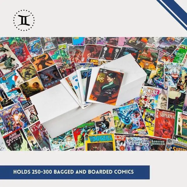 Alt view image 5 of 7 - Long Comic Book Storage Box  USA-Made, Holds 250-300 Comics & 250 Pounds Strength Tested Versatile Gemini Comic Book Box/Bin (Lids included)  Thick-Grip, No Glued Seams, Acid-free (Pack of 1)