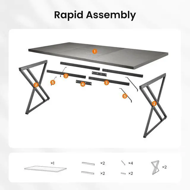 Alt view image 5 of 7 - 70.9Inch Office Desk, Executive Office DeskModern Industrial Style, Z-Shaped Table Legs, Country Black Wood Grain Top, for Home Office, Study, Conference (Ash Black)