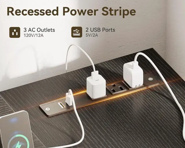 Alt view image 7 of 7 - AODK L Shaped Gaming Desk with 4 Drawers, 61" Reversible Home Office Desks with Power Outlets, L Shaped Computer Desk with USB Charging Port and Host Stand, Corner Desk, Easy to Assemble, Black