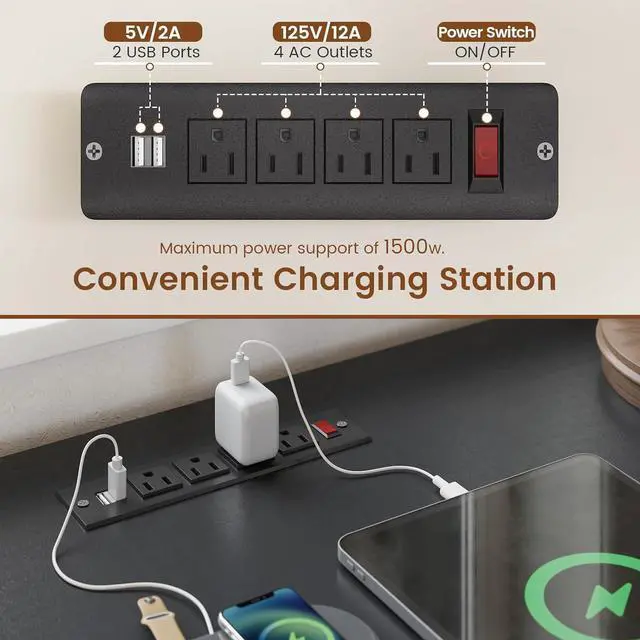 Alt view image 5 of 7 - SEDETA Executive Desk, 61" Farmhouse L Shaped Desk with File Drawers, Office Desk with Drawers and Power Outlets, Computer Desk with Storage Shelves for Home Office, Grey