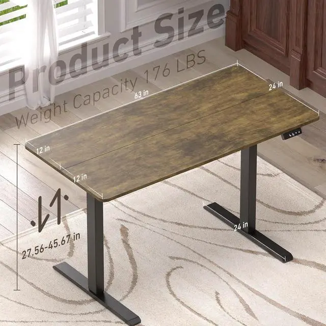 Alt view image 3 of 7 - Ywin Electric Height Adjustable Standing Desk with Wheels, 63 x 24 inches Ergonomic Stand Up Desk for Home Office