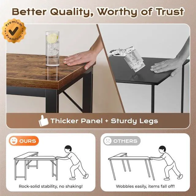 Alt view image 7 of 7 - Huuger 63 Inch L Shaped Desk with Power Outlets and USB-C Port, 0.95 Inch Thicker Desktop, Reversible Computer Desk, Larger Office Corner Gaming Desk, Metal Frame, for Home Office, Study, Rustic Brown