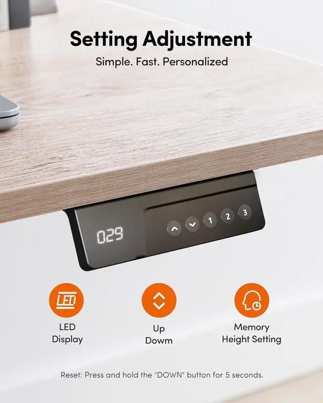 Alt view image 6 of 7 - FEZIBO Standing Desk, 48 × 24 Inches Electric Height Adjustable, Sit and Stand Up, Computer Office Desk with Splice Board, White Frame/Maple TOP