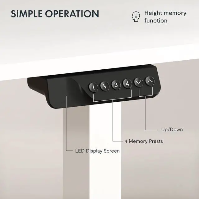 Alt view image 5 of 7 - FLEXISPOT 79 x 32 Inch Dual Motor Standing Desk, Computer Desk with Memory Controller, Home Office Desk with Splice Board (White Frame + 79" White Desktop, 2 Packages)