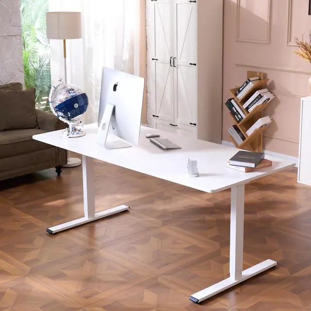 Alt view image 7 of 7 - FLEXISPOT 79 x 32 Inch Dual Motor Standing Desk, Computer Desk with Memory Controller, Home Office Desk with Splice Board (White Frame + 79" White Desktop, 2 Packages)
