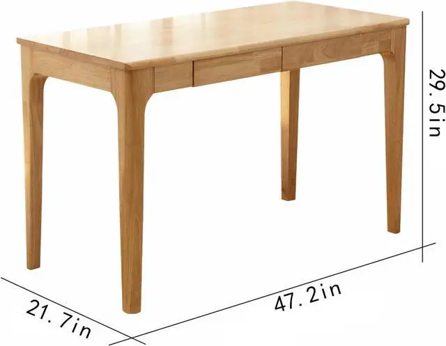 Alt view image 2 of 7 - Solid Wood Desk with Drawers, Small Computer Desk for Small Spaces, Gaming Study Home Office Desks for Work, Student PC Desk for Bedroom, Escritorios para Cuartos (Wood Color, 47inch)