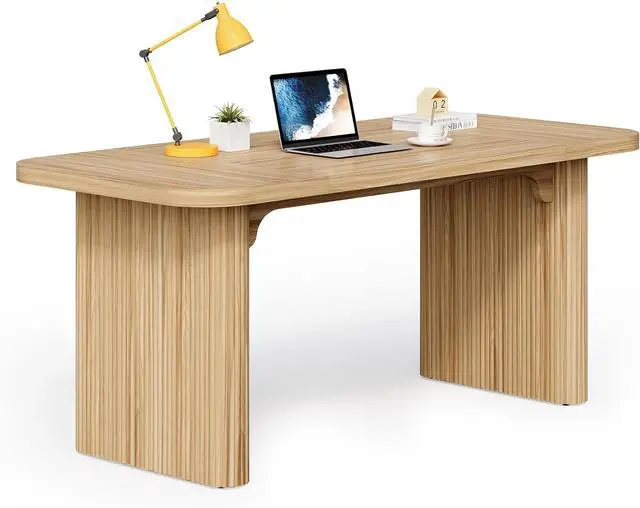 Main image of LITTLE TREE 62-Inch Home Office Computer Desk, Large Writing Desk with Textured Double Base, 5 ft Conference Meeting Seminar Table for Office