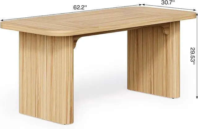 Alt view image 3 of 7 - LITTLE TREE 62-Inch Home Office Computer Desk, Large Writing Desk with Textured Double Base, 5 ft Conference Meeting Seminar Table for Office