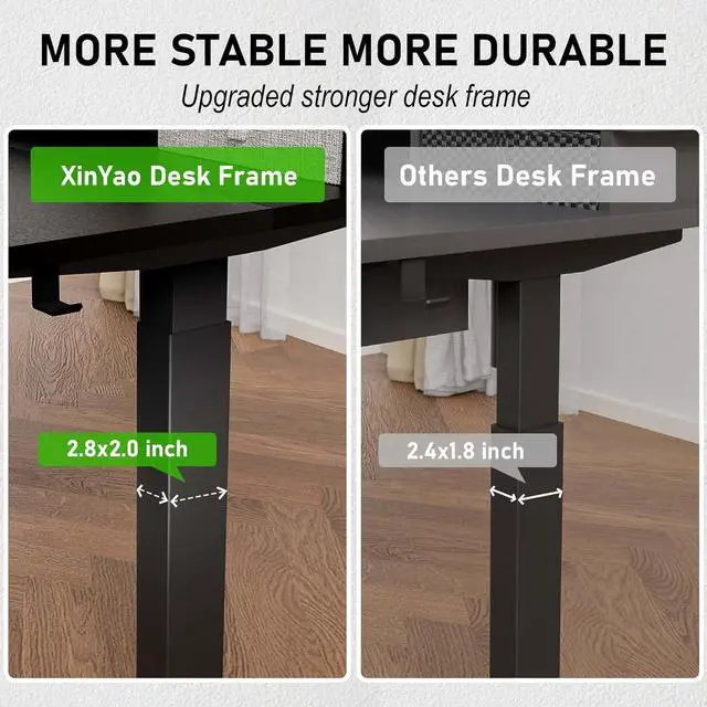 Alt view image 6 of 7 - XINYAO Electric Standing Desk with 5 Drawers, 55x24 Inch Height Adjustable Sit Stand Up Desk with Storage Support 290lbs Ergonomic Rising Table with Wheels for Home Office