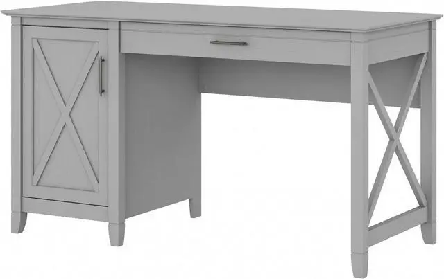 Main image of Bush Furniture Key West Computer Desk with Storage Farmhouse PC Table for Home Office in Cape Cod Gray 54W x 24D