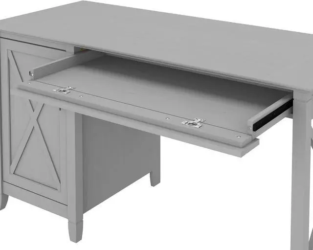 Alt view image 6 of 7 - Bush Furniture Key West Computer Desk with Storage Farmhouse PC Table for Home Office in Cape Cod Gray 54W x 24D