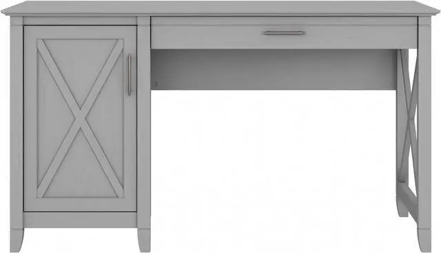 Alt view image 7 of 7 - Bush Furniture Key West Computer Desk with Storage Farmhouse PC Table for Home Office in Cape Cod Gray 54W x 24D