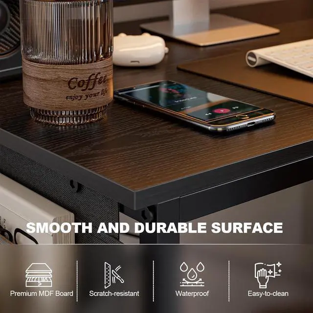 Alt view image 7 of 7 - Grandder 47 Inch L Shaped Computer Desk with Reversible Storage Shelves, Home Office Corner Desk Study Writing Table with Hutch, Study, Black