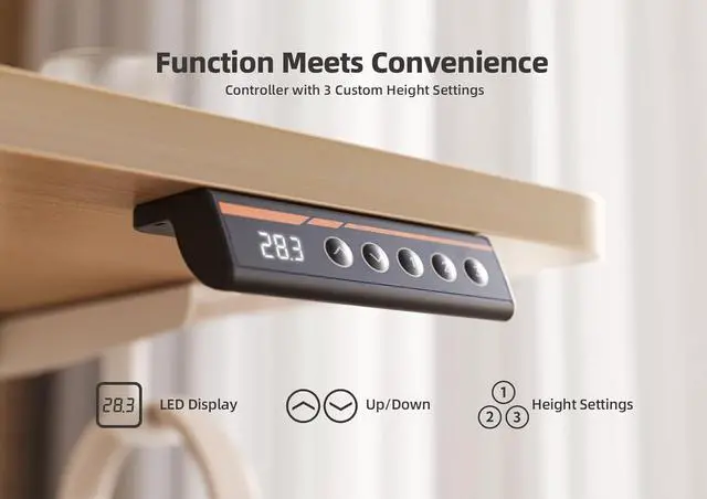 Alt view image 6 of 7 - YDN Electric Standing Desk Adjustable Height, 40 x 24 Inches Stand up Desk with Cable Management, Home Office Desks with Splice Board & White Frame, Nature Top