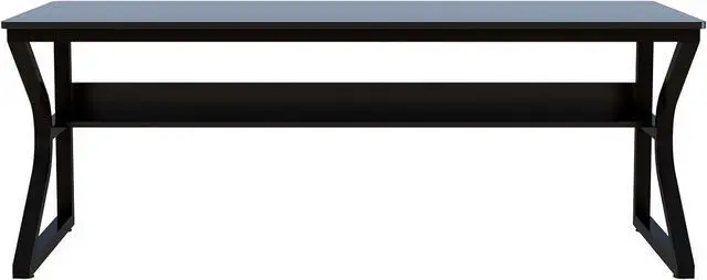 Alt view image 5 of 7 - Extra Long Desk with Bookshelf - 71" Double Long Writing Table for 2-Person Workstation, Modern Study Work Computer Desk for Home and Office, Black