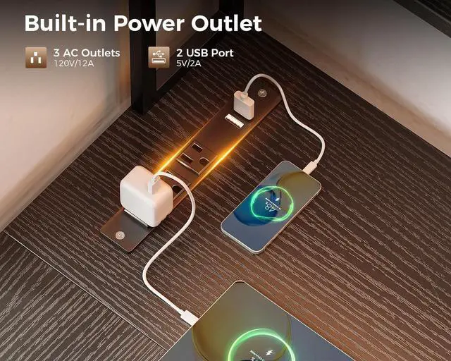 Alt view image 7 of 7 - AODK 59 Inch L Shaped Desk with 4 Drawers, Reverisble Computer Desk with Keyboard Tray & Pegboard, Home Office Desk with Storage Shelves & CPU Stand, Gaming Desk with Led Lights & Power Outlets, Black