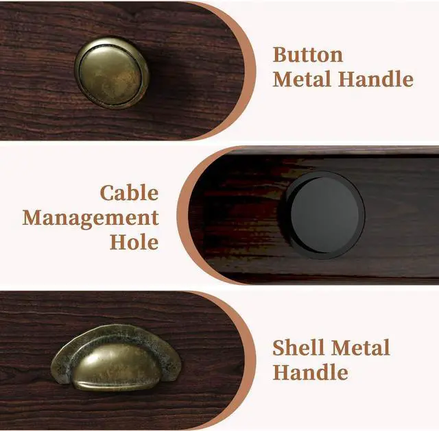 Alt view image 4 of 7 - 4 EVER WINNER Small Desk with Drawers, Office Desk with File Drawer and Monitor Stand, Writing Desk Study Table for Small Spaces, Espresso