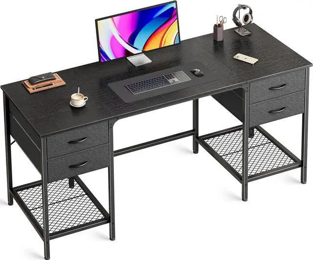 Main image of Huuger 55 Inch Computer Desk with 4 Drawers and Mesh Shelf, Gaming and Work Desk for Home Office, Study, Bedroom, Work from Home